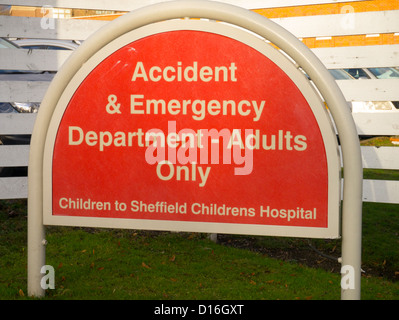 Signs at the Northern General Hospital, Sheffield, UK Stock Photo