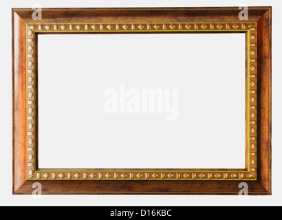 Vintage picture frame, wood plated, white background Stock Photo