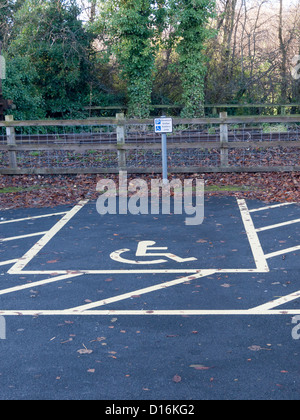 Newly marked disabled parking space for disabled badge holders only Stock Photo