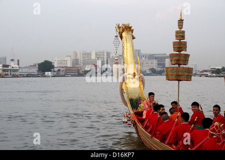 Royal barge Suphannahong on the Chao Phraya River in Bangkok. Stock Photo