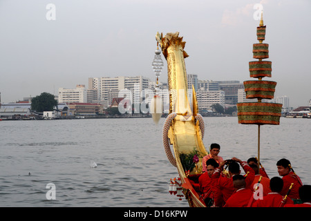 Royal barge Suphannahong on the Chao Phraya River in Bangkok. Stock Photo