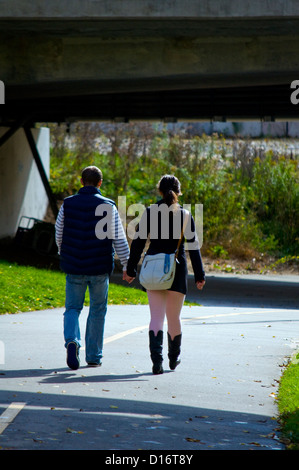 A young couple in a park Stock Photo