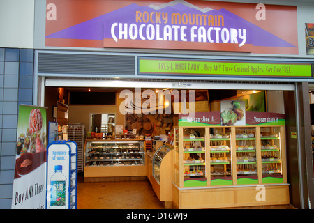 Illinois,IL Cook County,O'Hare International Airport,ORD,gate,Rocky Mountain Chocolate Factory,shopping shopper shoppers shop shops market markets mar Stock Photo