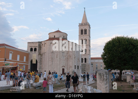 St Donat's Church & the Campinale bell tower of the St Anastasia Cathedral. Zadar, Croatia Stock Photo