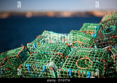 Sagres, Portugal, empty lobster traps in the harbor Stock Photo