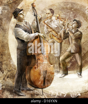 jazz band on the retro background Stock Photo