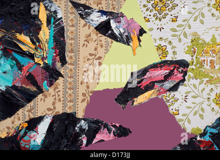 Hand Painted Paper Collage as Design Element Created by the Photographer Stock Photo