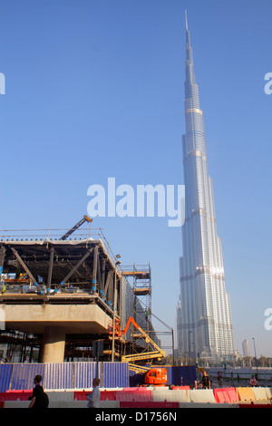 Dubai UAE,United Arab Emirates,Downtown Dubai,Burj Dubai,under new construction site building builder,building,Burj Khalifa,world's tallest structure, Stock Photo