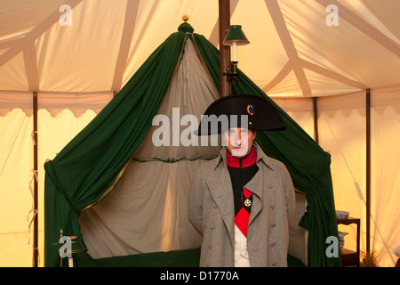 Napoleon Bonaparte inside his tent at the Battle of Jena-Auerstedt in Germany Stock Photo