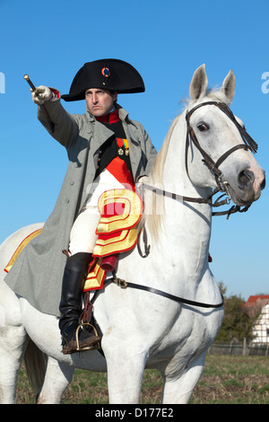 Napoleon Bonaparte commanding his troops at the Battle of Jena-Auerstedt in Germany Stock Photo