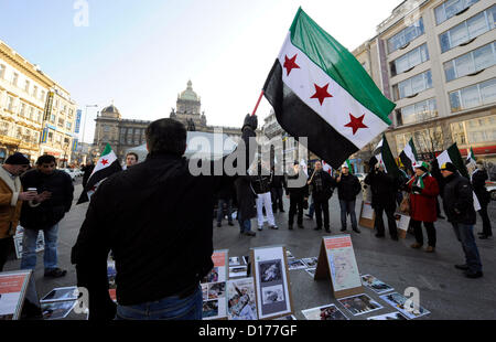 Association Initiative for free Syria arranged demonstration to protest against violence of President Bashar Assad regime and demonstrate in support of Syrian people, Prague, Czech Republic, December 8, 2012. (CTK Photo/Stanislav Zbynek) Stock Photo