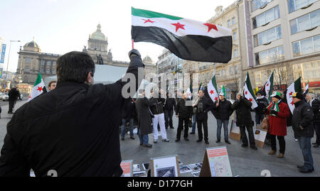 Association Initiative for free Syria arranged demonstration to protest against violence of President Bashar Assad regime and demonstrate in support of Syrian people, Prague, Czech Republic, December 8, 2012. (CTK Photo/Stanislav Zbynek) Stock Photo