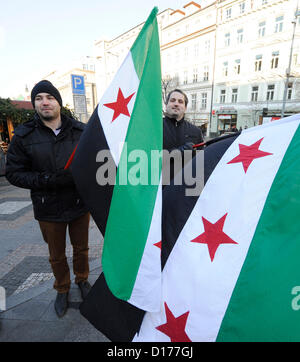 Association Initiative for free Syria arranged demonstration to protest against violence of President Bashar Assad regime and demonstrate in support of Syrian people, Prague, Czech Republic, December 8, 2012. (CTK Photo/Stanislav Zbynek) Stock Photo