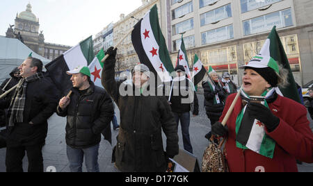 Association Initiative for free Syria arranged demonstration to protest against violence of President Bashar Assad regime and demonstrate in support of Syrian people, Prague, Czech Republic, December 8, 2012. (CTK Photo/Stanislav Zbynek) Stock Photo