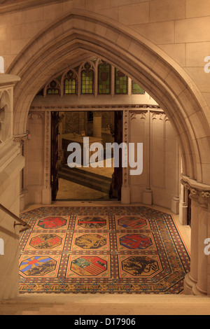 The main entrance to the Royal Crypt in Laeken, Belgium with the coats ...