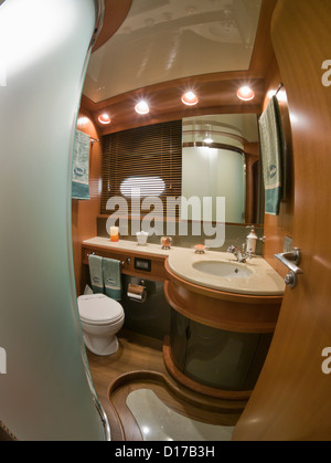 Italy, Baia (Naples), Atlantica luxury yacht (boatyard: Cantieri di Baia), 2nd bathroom Stock Photo