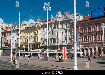 Ban Jelačić Square, the main square in Zagreb, the capital of Croatia. Stock Photo