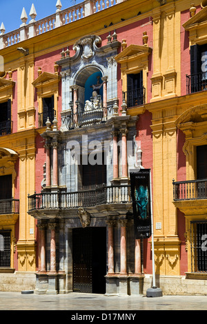 The Baroque Bishop's palace designed by Antonio Ramos in the 18th Century in the Plaza de Obispo in Malaga, Andalucia, Spain Stock Photo