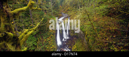 OR00621-00...OREGON - Triple Falls in the Columbia River Gorge National Scenic Area. Stock Photo