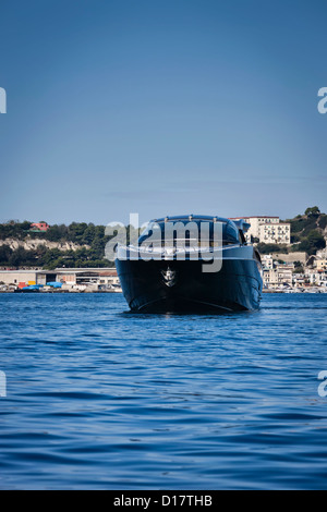 Italy, Baia (Naples), Baia 100 luxury yacht (boatyard: Cantieri di Baia) Stock Photo