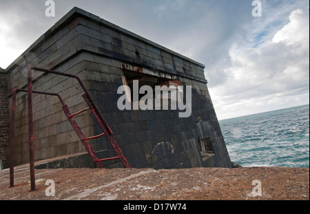 A German Bunker at Braye Harbour on Alderney, Channel Islands Stock Photo