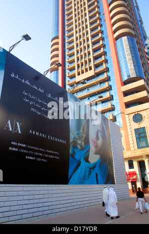 Dubai UAE,United Arab Emirates,Trade Centre,Sheikh Zayed Road,billboard,advertisement,ad,advertisement,Armani exchange,shop,Sheik Essa Tower,Muslim et
