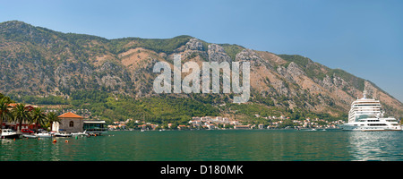 Panoramic view of Kotor Bay in Montenegro. Stock Photo