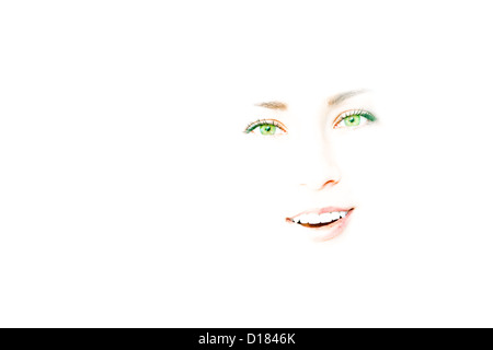 Green eyed female face Stock Photo