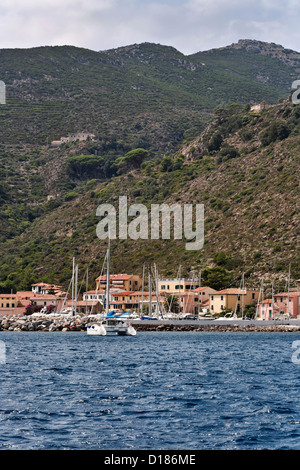 Italy, Tirrenian sea, Tuscanian islands, Capraia island, view of the port Stock Photo