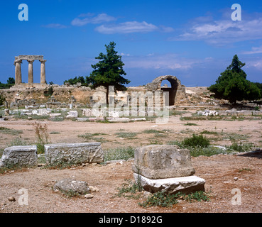 Ancient Ruins Of Corinth Greece Stock Photo