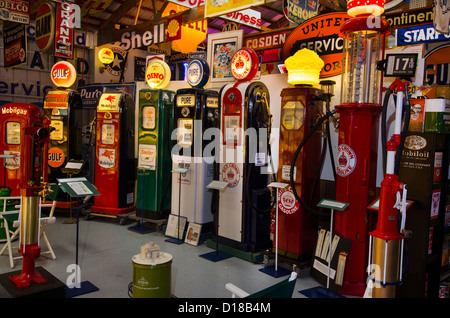 Exhibit at the Northwoods Petroleum Museum near Three Lakes, Wisconsin contains many items related to the petroleum industry. Stock Photo