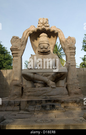 The Lakshmi-Narasimha in Hampi, Karnataka,India Stock Photo