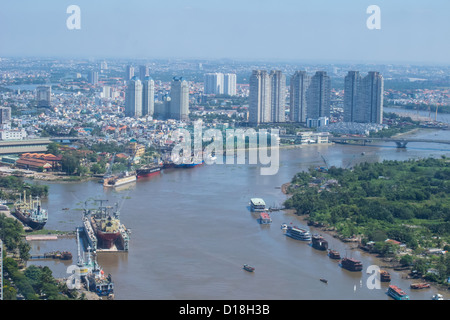 View over Ho Chi Minh City from the Saigon Skydeck in Vietnam Stock Photo