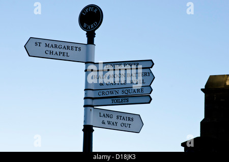 Signpost in Edinburgh Castle, Scotland. Stock Photo