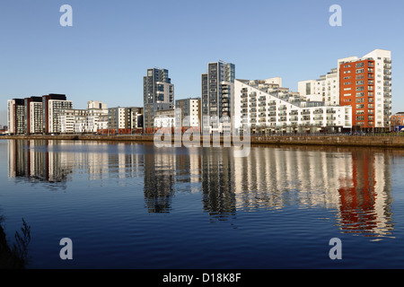 Glasgow Harbour apartments on the North Bank of the River Clyde, Glasgow, Scotland, UK Stock Photo