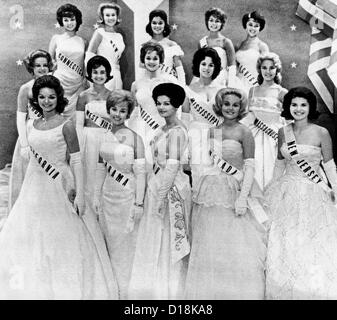 Miss USA 1961 finalists in the first phase of the Miss Universe Pageant in Miami Florida. July 12, 1961. The girls are L-R: Stock Photo