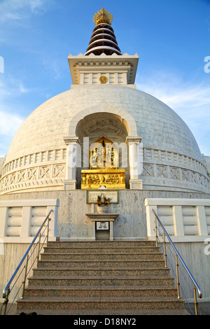 Vishwa Shanti Stupa, (known as World Peace Pagoda) at the Indraprastha Park, New Delhi, India Stock Photo