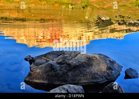 Beartooth Butte Reflections in Beartooth Lake, Beartooth Lake Campground, Wyoming, USA Stock Photo