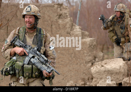 Canadian Armed Forces Master Cpl. Dan King during a dismounted patrol February 5, 2010 in Terot Kulach, Afghanistan. Stock Photo