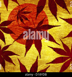 Japanese Maple. Acer palmatum leaves pattern. Textured photo montage illustration Stock Photo