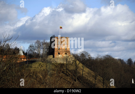 Lithuania. Vilnius. Gediminas tower, restored in 20th century. Only remaining part of the Upper Castle. Stock Photo