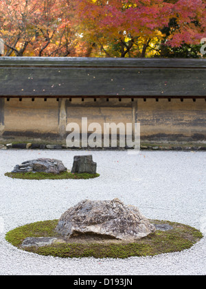 Autumn / Fall colors  leaves / foliage at Ryōan-ji Zen Buddhist temple in Kyoto Japan. home to the famous rock garden Stock Photo