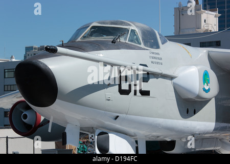 A3 Skywarrior jet fighter aboard the USS Midway in San Diego, California, USA. Stock Photo