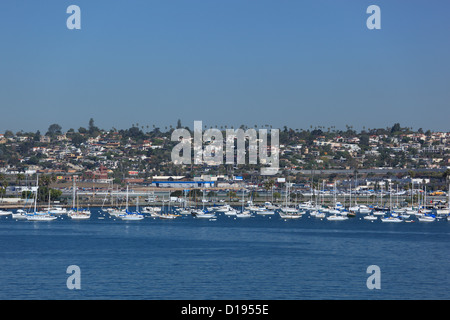 Sailboats in harbor in San Diego, California, USA. Stock Photo