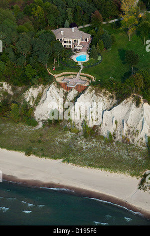 aerial photograph Lake Michigan shoreline estate near South Haven, Michigan Stock Photo