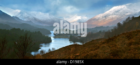 Panorama of Glen Affric in autumn. Stock Photo