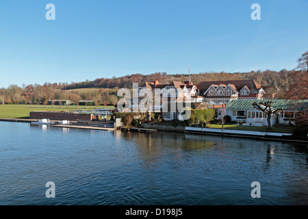 View from Henley Bridge towards  the Leander Club (rowing), Henley on Thames, Oxfordshire, UK. Stock Photo