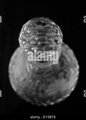 Close-up view of a decanter on a black background, London, England, United Kingdom Stock Photo