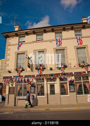 Facade of the Railway Tavern pub, Angel Lane, Stratford, London, England, United Kingdom Stock Photo