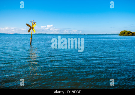 Channel Marker, Cleveland, Moreton Bay, Brisbane, Queensland, Australia Stock Photo